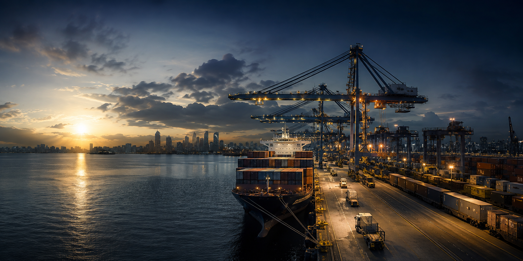 Port, vessel, cranes and commercial execution